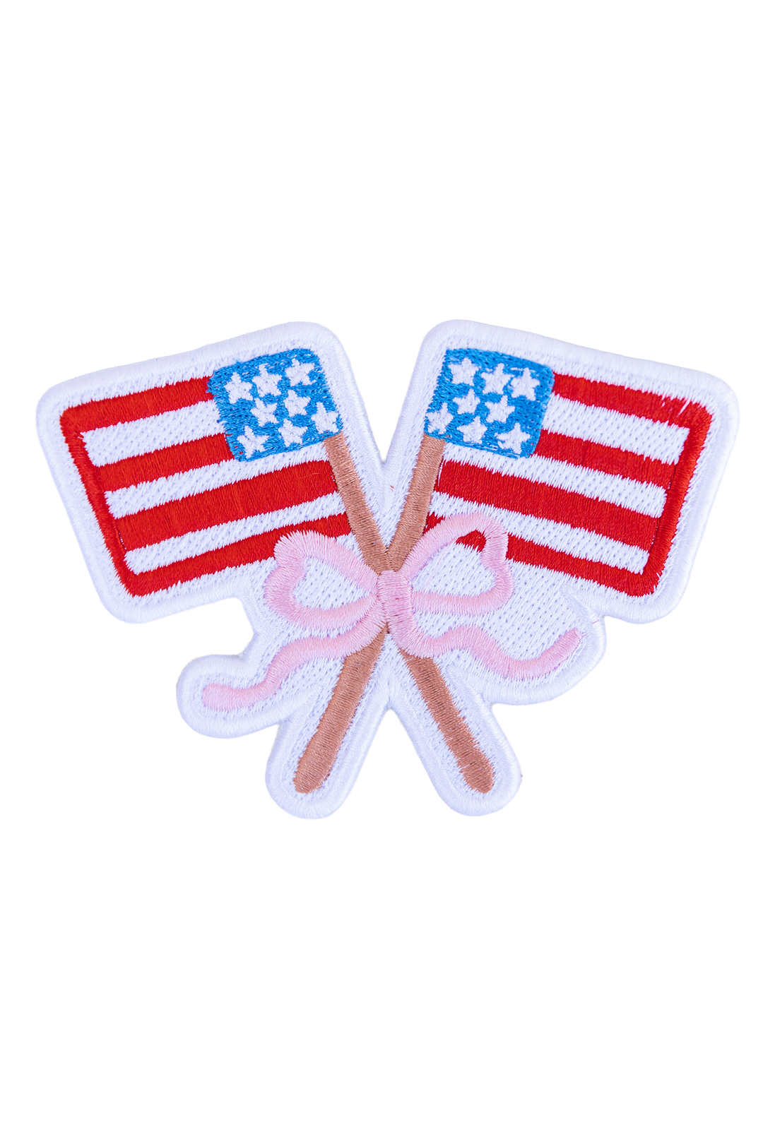 American Flags with Bow Embroidered Patch