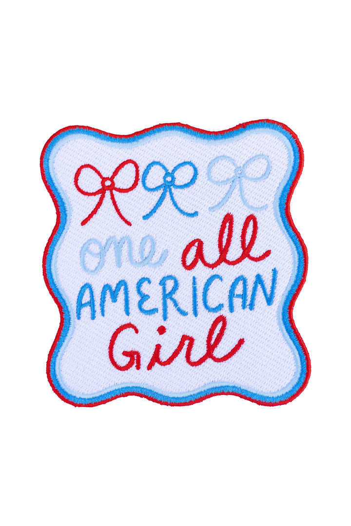 Wavy One All American Girl with Bows Embroidery Patch