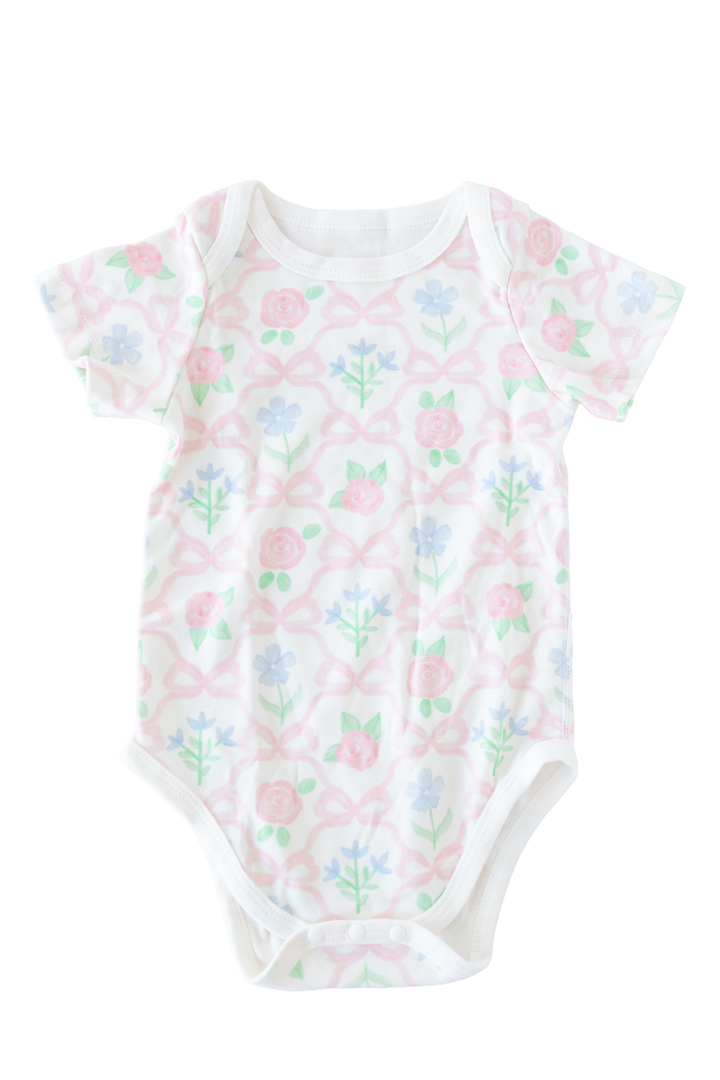 Pink Bow &amp; Blossom Baby Bodysuit