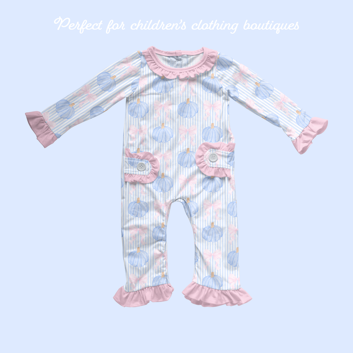 Preppy Pink &amp; Blue Polka Dot Pumpkin Seamless Digital Paper Pack | 8 Watercolor Patterns
