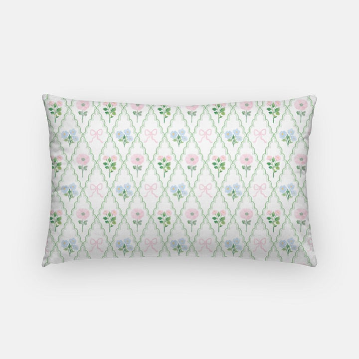 Pink Floral Trellis Lumbar Pillow
