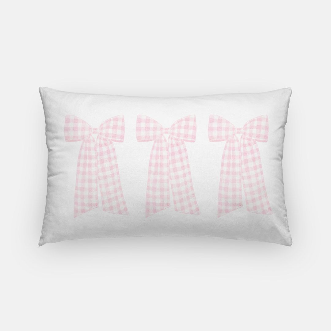 Gingham Bow Lumbar Pillow