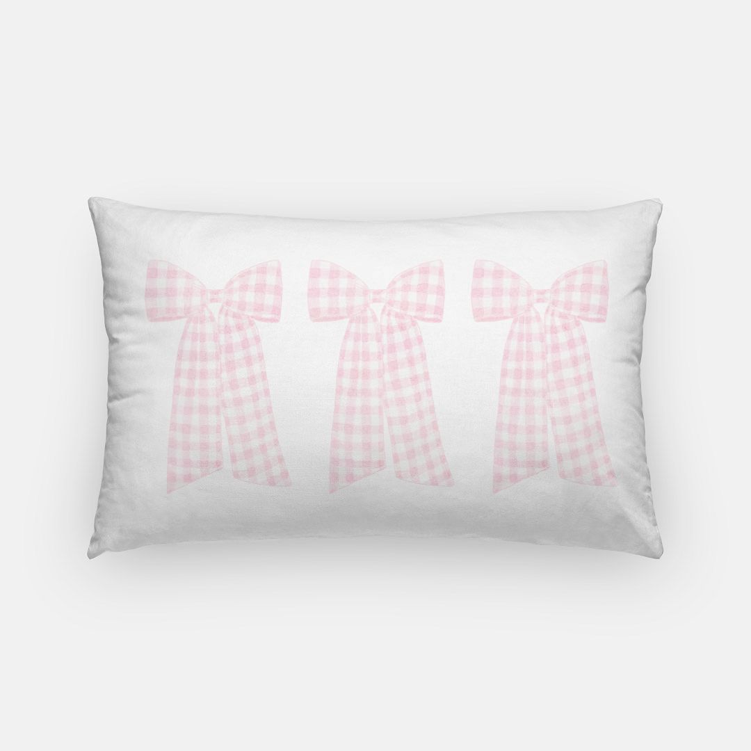 Gingham Bow Lumbar Pillow