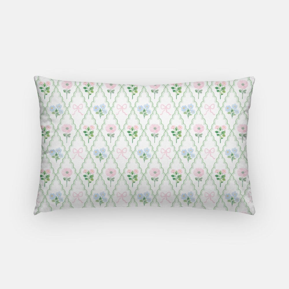 Pink Floral Trellis Lumbar Pillow
