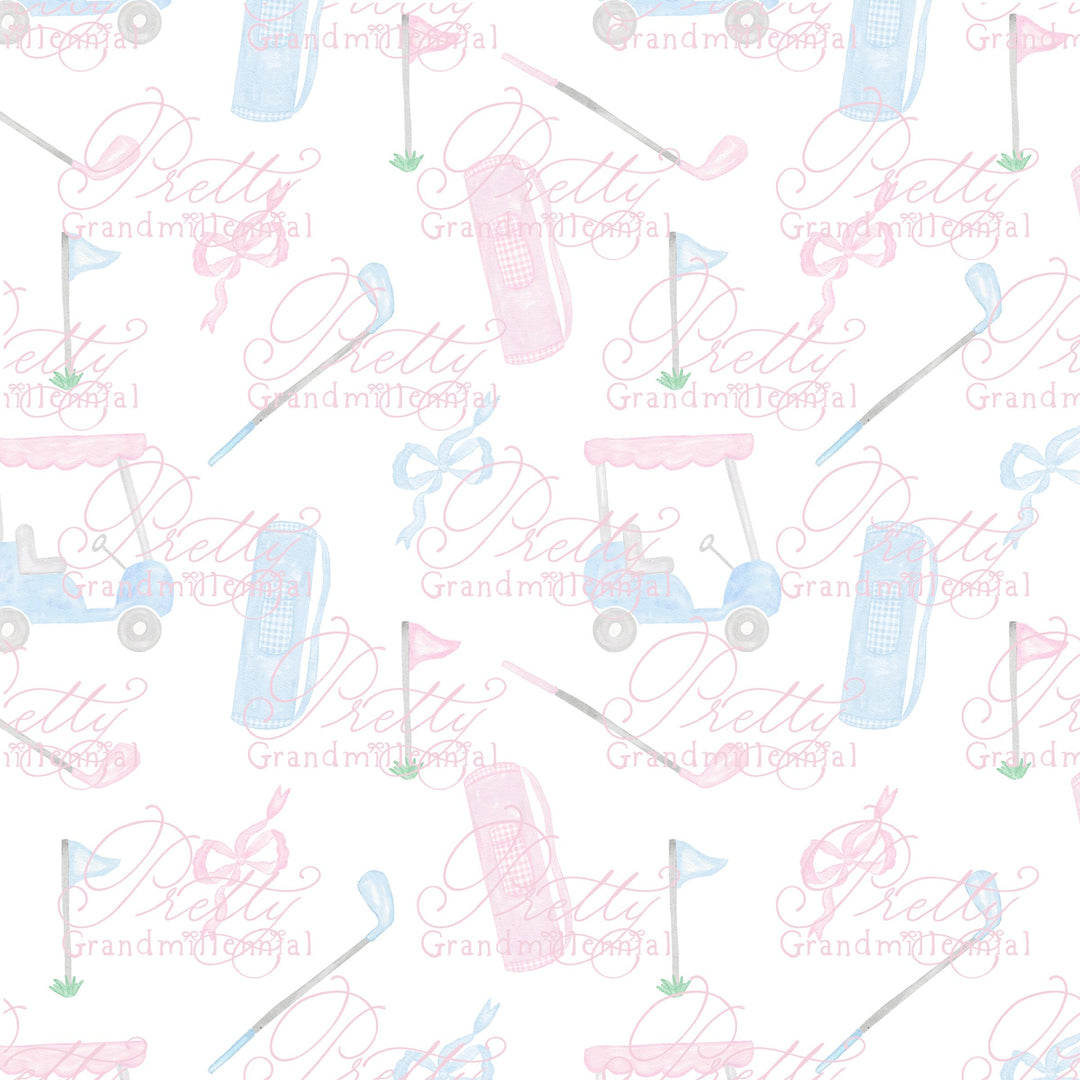 Golf pattern, watercolor golf pattern, grandmillennial seamless pattern, golf cart print, golf club patterns, seamless pattern - PrettyGrandmillennai