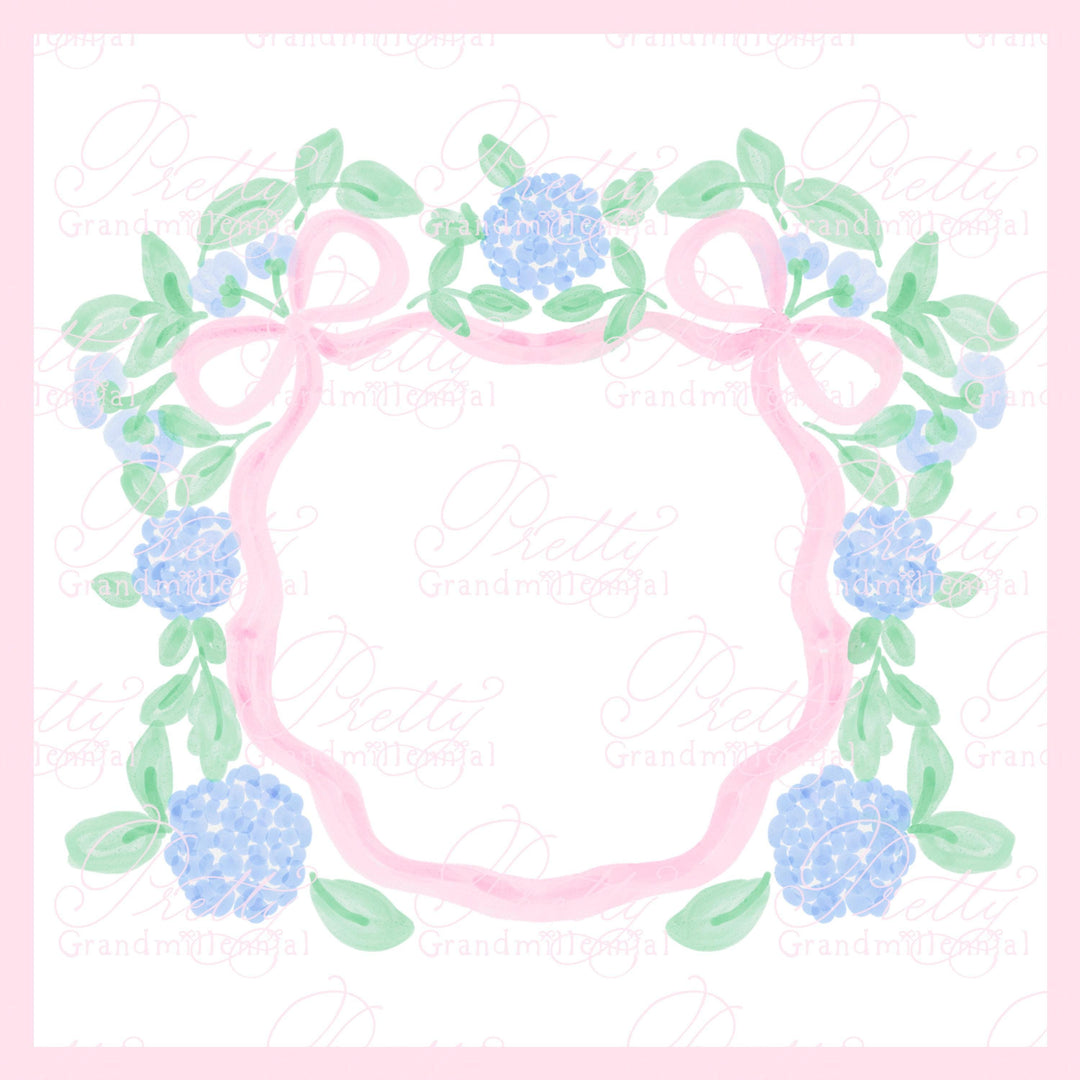 Watercolor ribbon bow crest, wedding crest, watercolor crest, double bow crest, grandmillennial crest, nursery crest, crest clipart - PrettyGrandmillennai