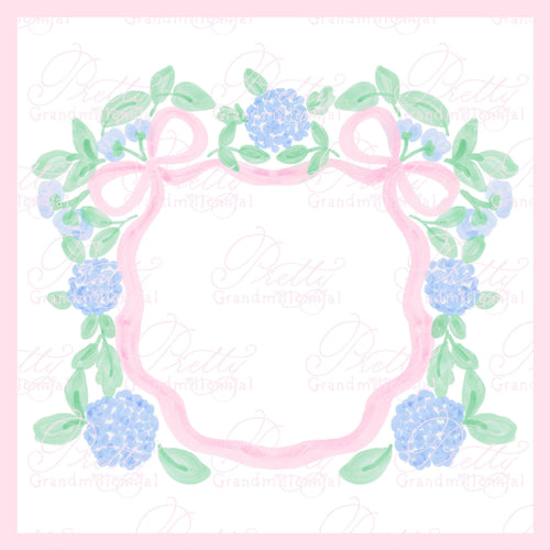 Watercolor ribbon bow crest, wedding crest, watercolor crest, double bow crest, grandmillennial crest, nursery crest, crest clipart - PrettyGrandmillennai