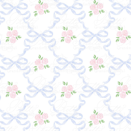 Vintage Bows Ditsy Floral pattern, ditsy floral pattern, flowers pattern, gingham bows pattern, vintage bows pattern, grandmillennial - PrettyGrandmillennai
