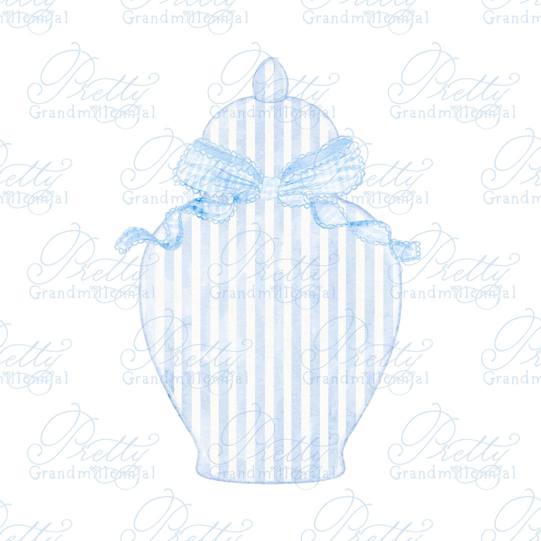 Ginger jar clipart, ginger jar vase, chinoiserie ginger jar, chinoiserie clipart, grandmillennial clipart, bow clipart, ginger jars - PrettyGrandmillennai