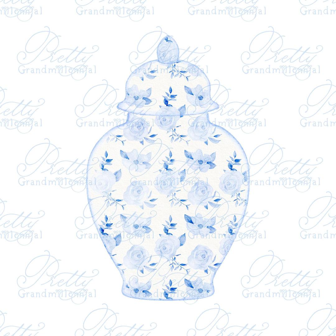Ginger jar clipart, ginger jar vase, chinoiserie ginger jar, chinoiserie clipart, grandmillennial clipart, bow clipart, ginger jars - PrettyGrandmillennai