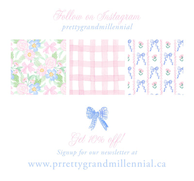 a white background with a blue bow and flowers