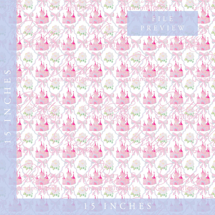 Castle tutu pattern, castle seamless pattern, bow trellis pattern, seamless pattern princess, princess pattern, commercial use patterns - PrettyGrandmillennai