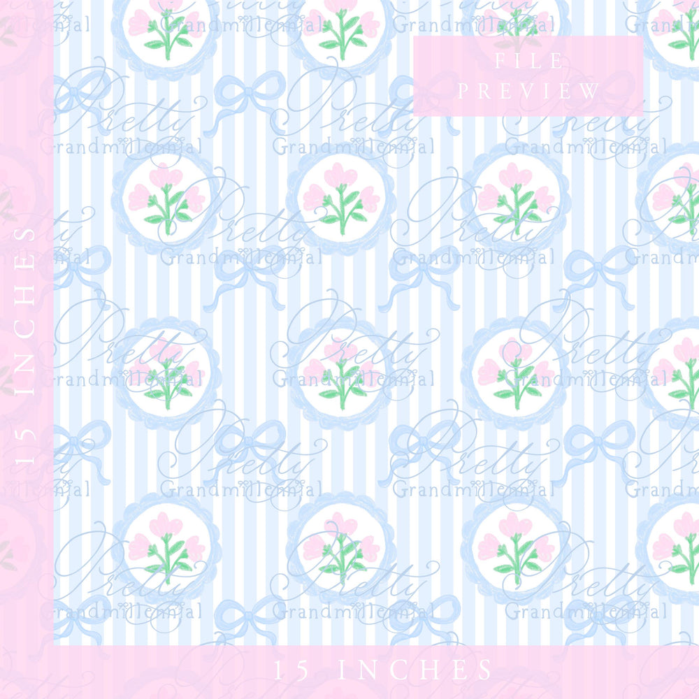 Grandmillennial Bow coquette pattern, seamless pattern, coquette pattern, seamless pattern bows floral, bow ribbon pattern - PrettyGrandmillennai
