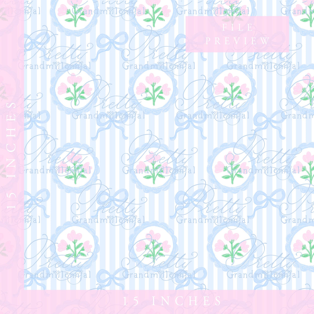 Grandmillennial Bow coquette pattern, seamless pattern, coquette pattern, seamless pattern bows floral, bow ribbon pattern - PrettyGrandmillennai