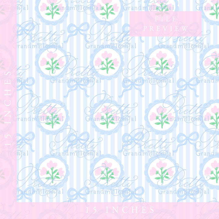 Grandmillennial Bow coquette pattern, seamless pattern, coquette pattern, seamless pattern bows floral, bow ribbon pattern - PrettyGrandmillennai