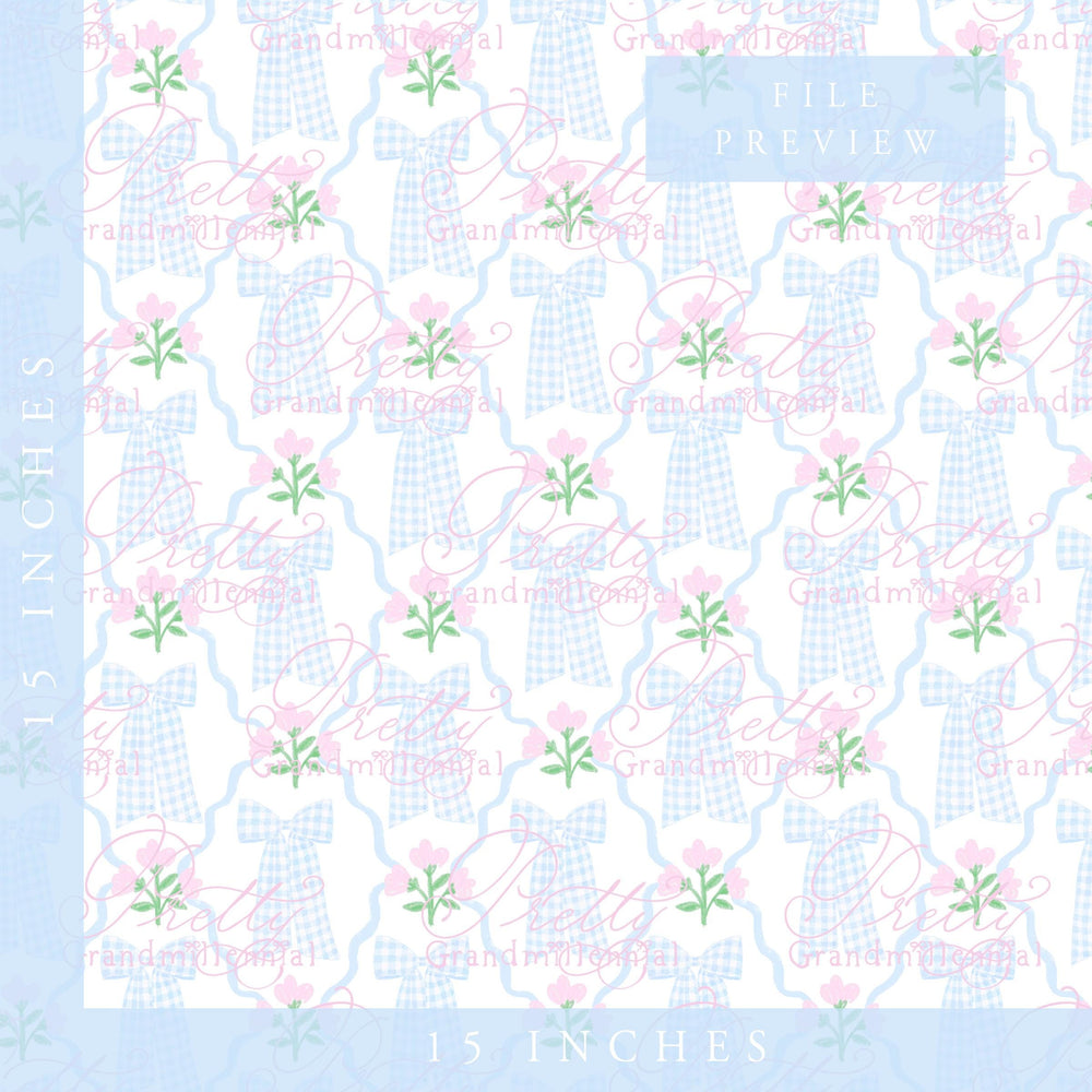 Grandmillennial coquette bows floral bows pattern, seamless pattern, floral coquette pattern, preppy bows floral seamless pattern - PrettyGrandmillennai