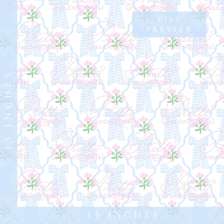 Grandmillennial coquette bows floral bows pattern, seamless pattern, floral coquette pattern, preppy bows floral seamless pattern - PrettyGrandmillennai