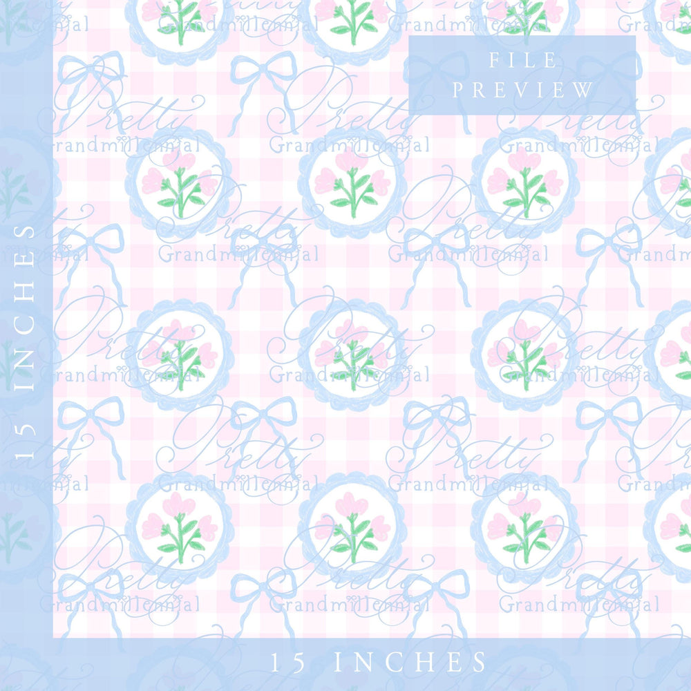 Grandmillennial Bow coquette pattern, seamless pattern, coquette pattern, seamless pattern bows floral, bow ribbon pattern - PrettyGrandmillennai
