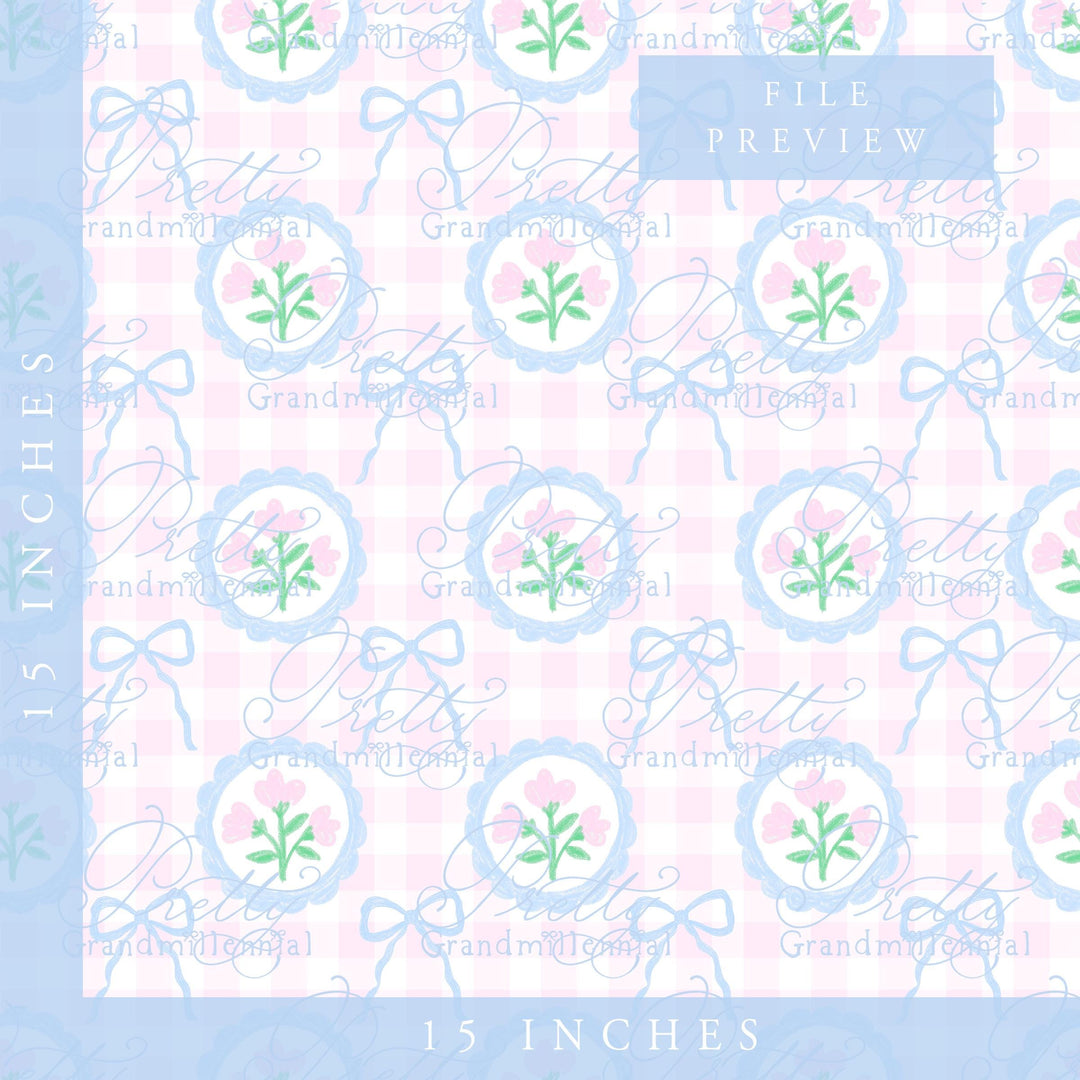 Grandmillennial Bow coquette pattern, seamless pattern, coquette pattern, seamless pattern bows floral, bow ribbon pattern - PrettyGrandmillennai