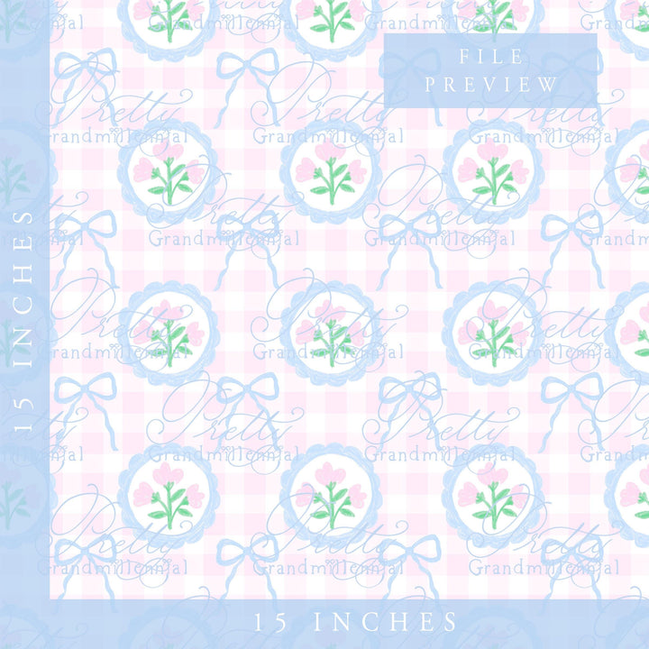Grandmillennial Bow coquette pattern, seamless pattern, coquette pattern, seamless pattern bows floral, bow ribbon pattern - PrettyGrandmillennai