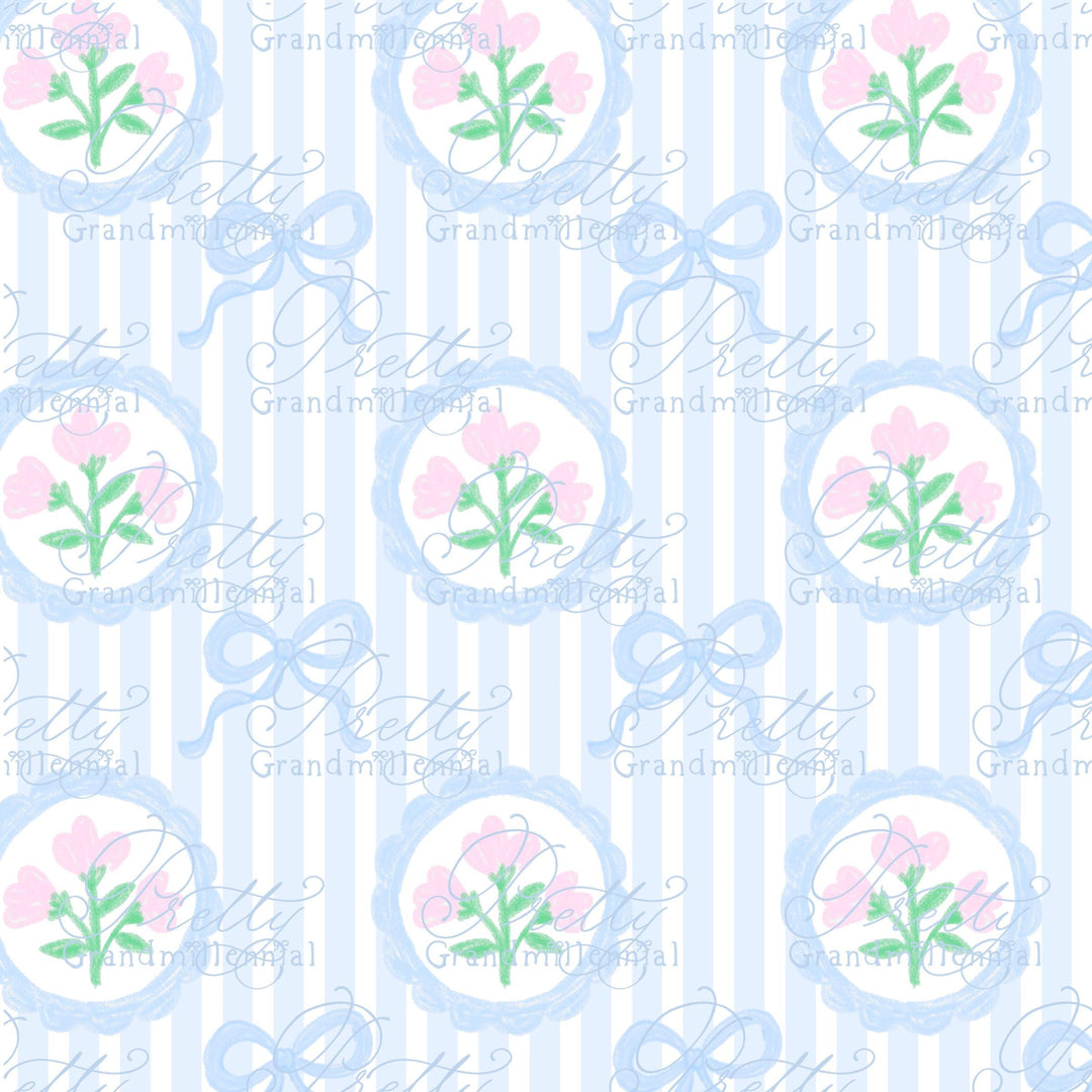 Grandmillennial Bow coquette pattern, seamless pattern, coquette pattern, seamless pattern bows floral, bow ribbon pattern - PrettyGrandmillennai