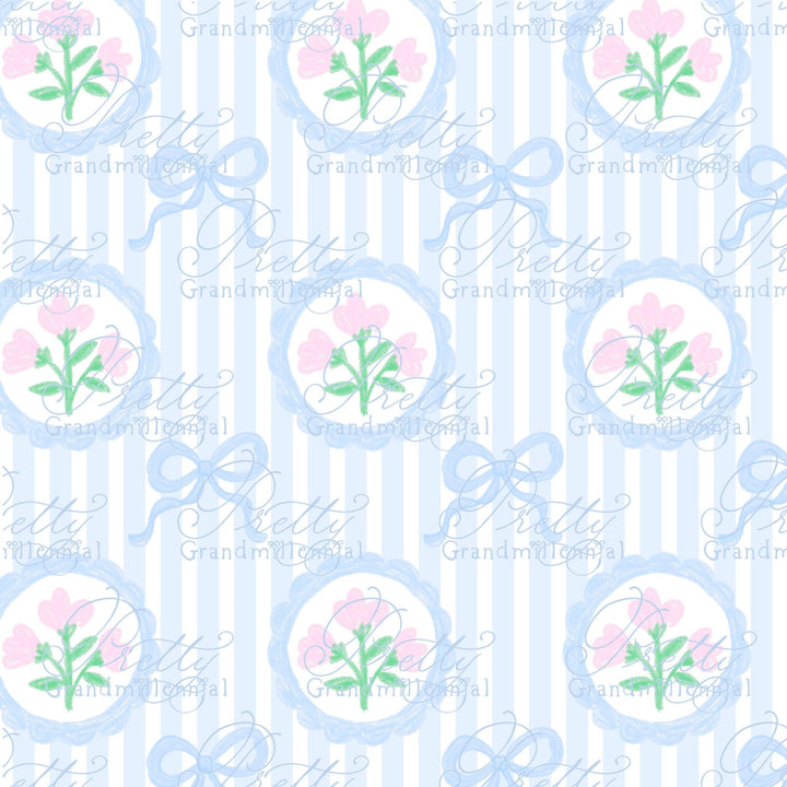 Grandmillennial Bow coquette pattern, seamless pattern, coquette pattern, seamless pattern bows floral, bow ribbon pattern - PrettyGrandmillennai