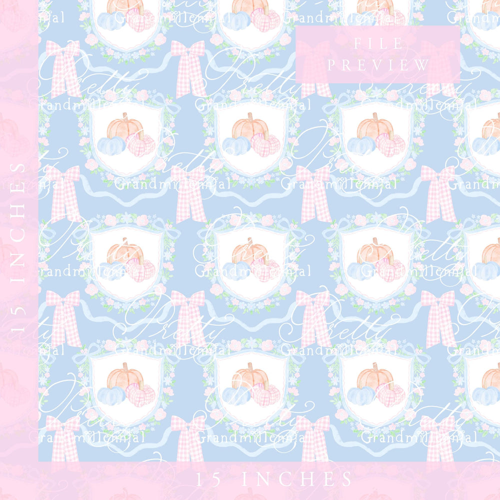 Grandmillennial preppy pumpkins pattern, fall print, gingham pumpkin pattern, commercial use patterns, fall print, fall pattern - PrettyGrandmillennai