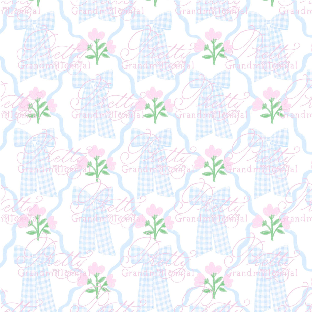 Grandmillennial coquette bows floral bows pattern, seamless pattern, floral coquette pattern, preppy bows floral seamless pattern - PrettyGrandmillennai
