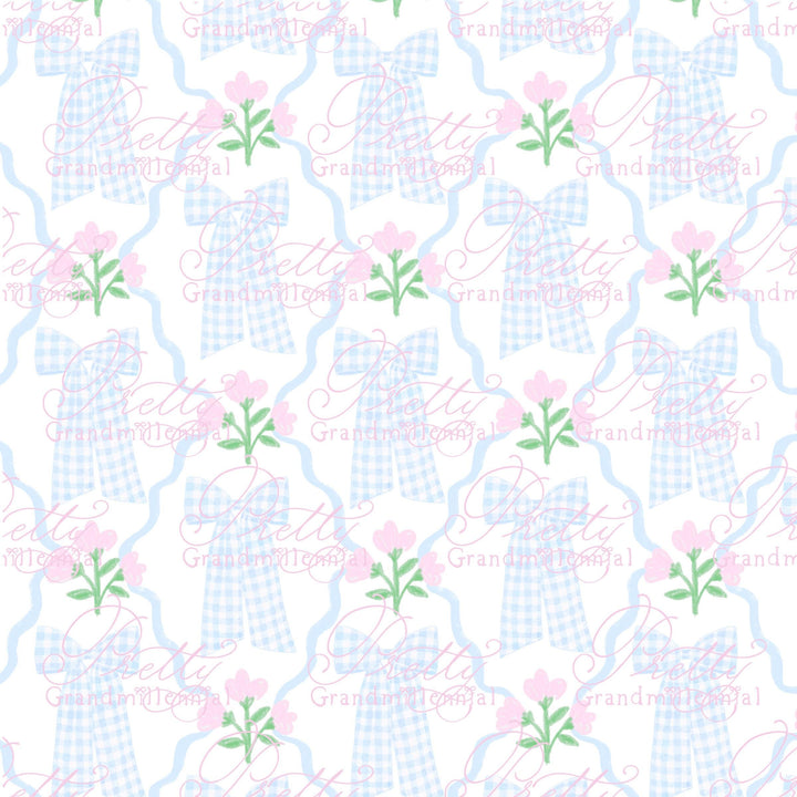 Grandmillennial coquette bows floral bows pattern, seamless pattern, floral coquette pattern, preppy bows floral seamless pattern - PrettyGrandmillennai