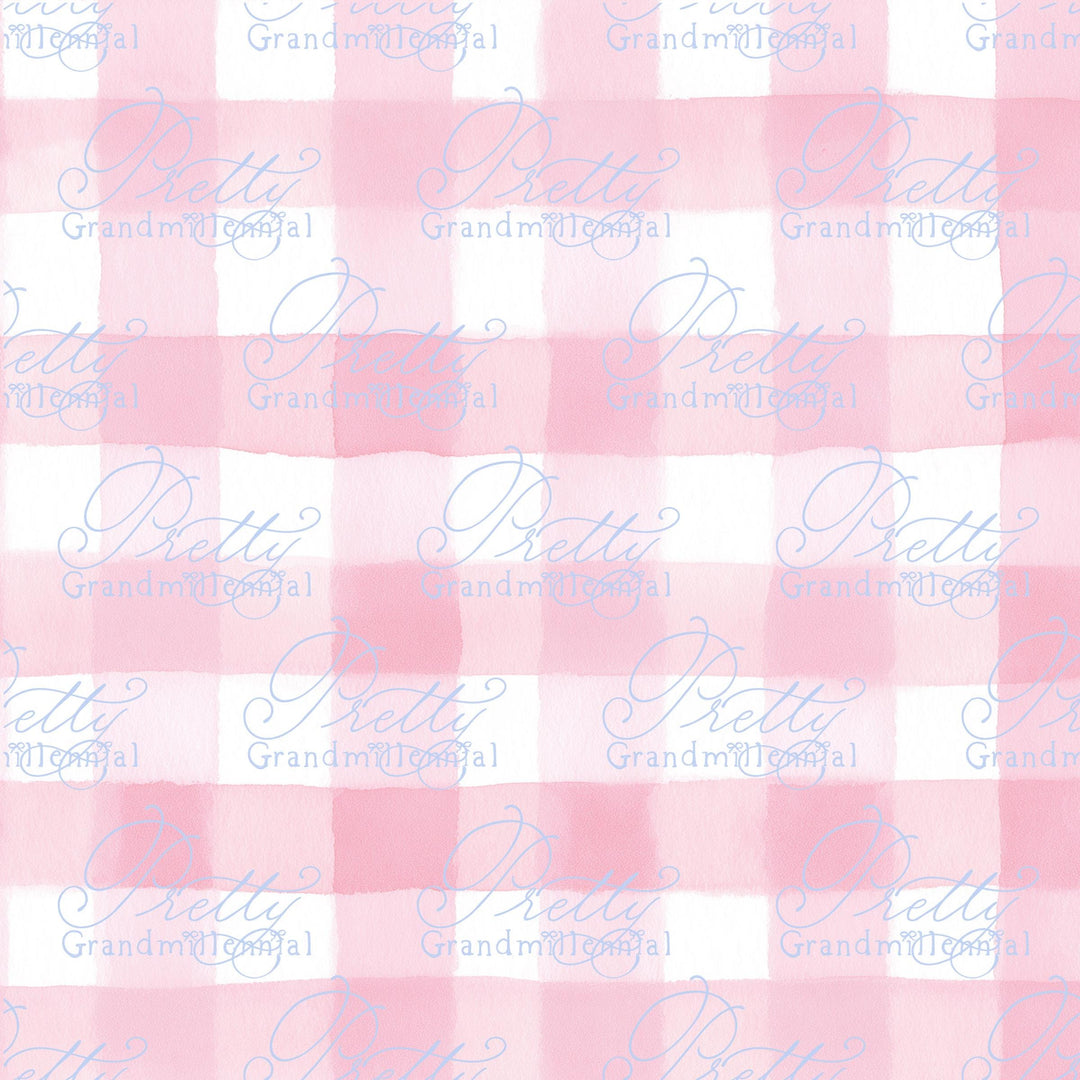 Watercolor pink gingham pattern, gingham watercolor pattern, gingham seamless pattern, plaid seamless pattern, gingham pink pattern seamless - PrettyGrandmillennai