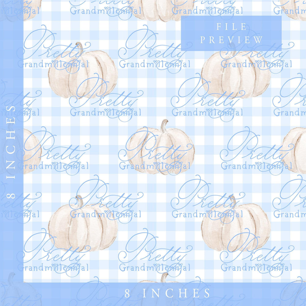 Grandmillennial pumpkin pattern, fall print, gingham pumpkin pattern, commercial use patterns, fall print, fall pattern, autumn pattern - PrettyGrandmillennai