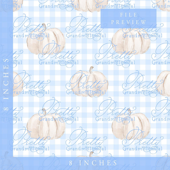 Grandmillennial pumpkin pattern, fall print, gingham pumpkin pattern, commercial use patterns, fall print, fall pattern, autumn pattern - PrettyGrandmillennai
