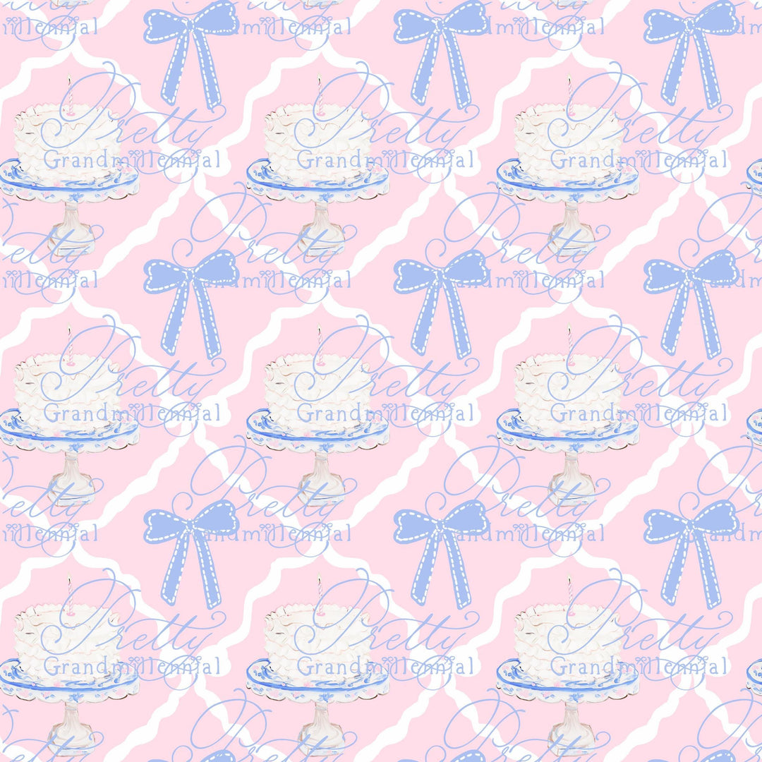 Preppy Birthday pattern, grandmillennial pattern, seamless pattern, birthday pattern, grandillennial birthday print, birthday cake pattern - PrettyGrandmillennai
