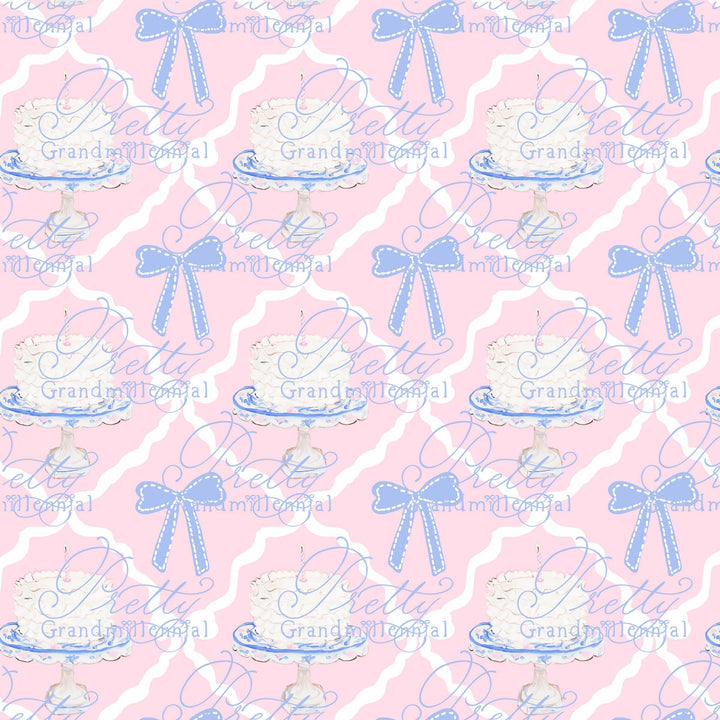 Preppy Birthday pattern, grandmillennial pattern, seamless pattern, birthday pattern, grandillennial birthday print, birthday cake pattern - PrettyGrandmillennai