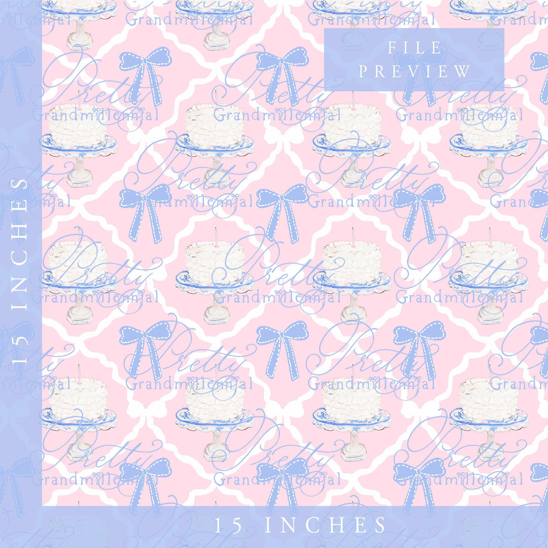 Preppy Birthday pattern, grandmillennial pattern, seamless pattern, birthday pattern, grandillennial birthday print, birthday cake pattern - PrettyGrandmillennai