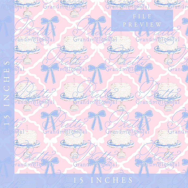 Preppy Birthday pattern, grandmillennial pattern, seamless pattern, birthday pattern, grandillennial birthday print, birthday cake pattern - PrettyGrandmillennai