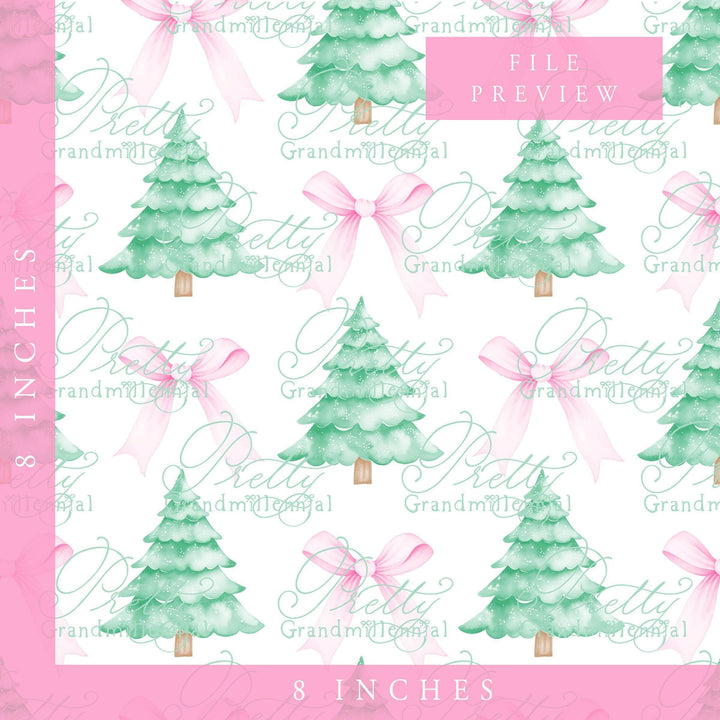 Christmas Tree pattern, Grandmillennial Christmas pattern, Christmas trees pattern, seamless pattern print, pastel Christmas print - PrettyGrandmillennai