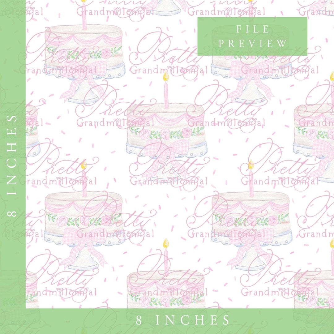 Pink Birthday Cake Pattern With Sprinkles, sprinkles cake pattern, grandmillennial patterns, pattern shop, commercial use, birthday cake - PrettyGrandmillennai