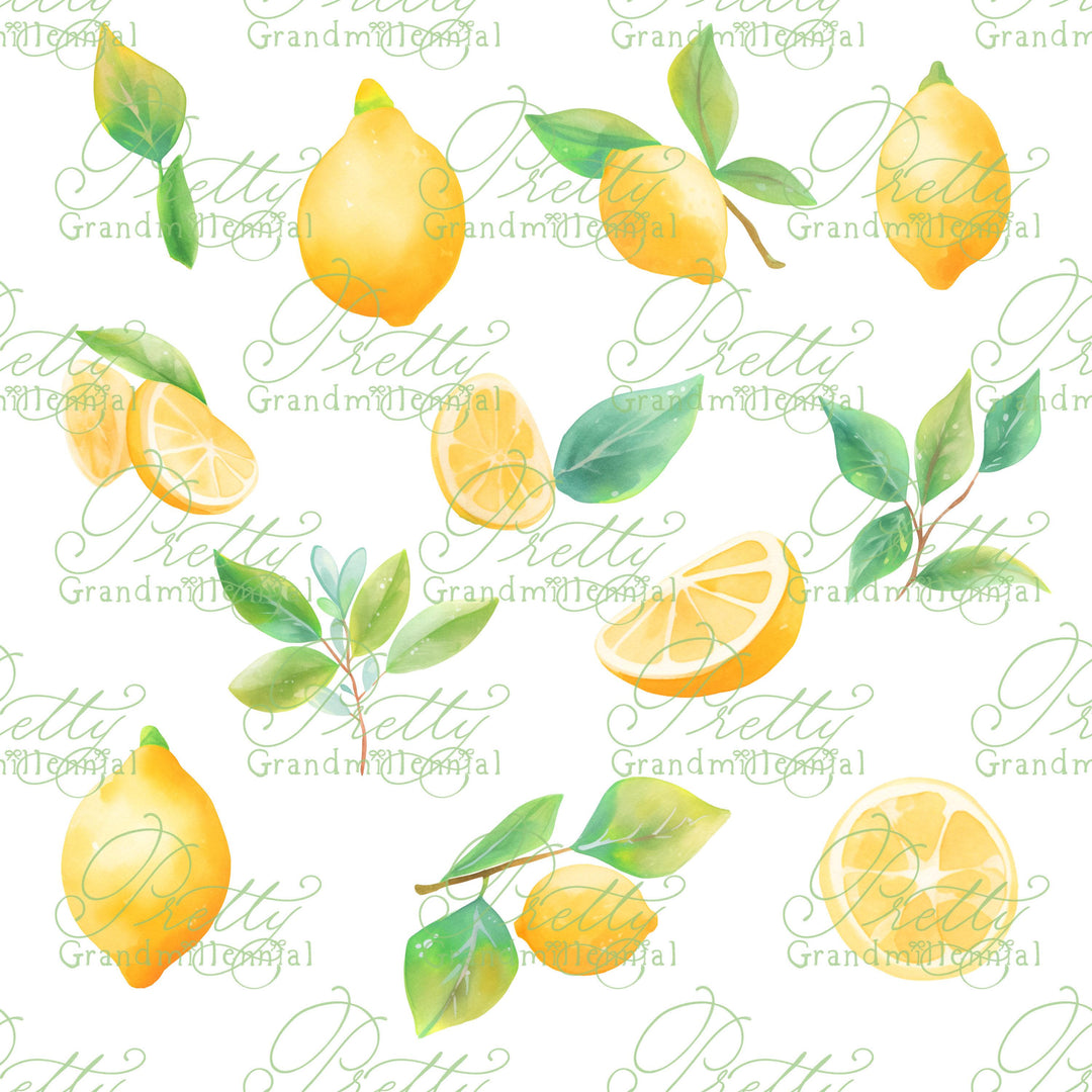 Lemon clipart, lemon watercolor, grandmillennial clipart, grandmillennial lane, pretty grandmillennial, watercolor bows clipart - PrettyGrandmillennai