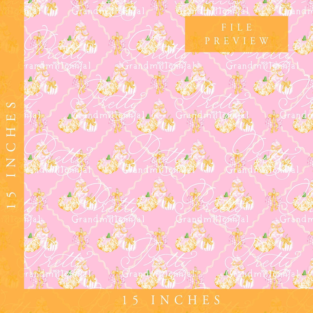 Grandmillennial pumpkin pattern, preppy fall print, preppy pumpkin print, pumpkin pattern, commercial use patterns, fall print, fall pattern - PrettyGrandmillennai