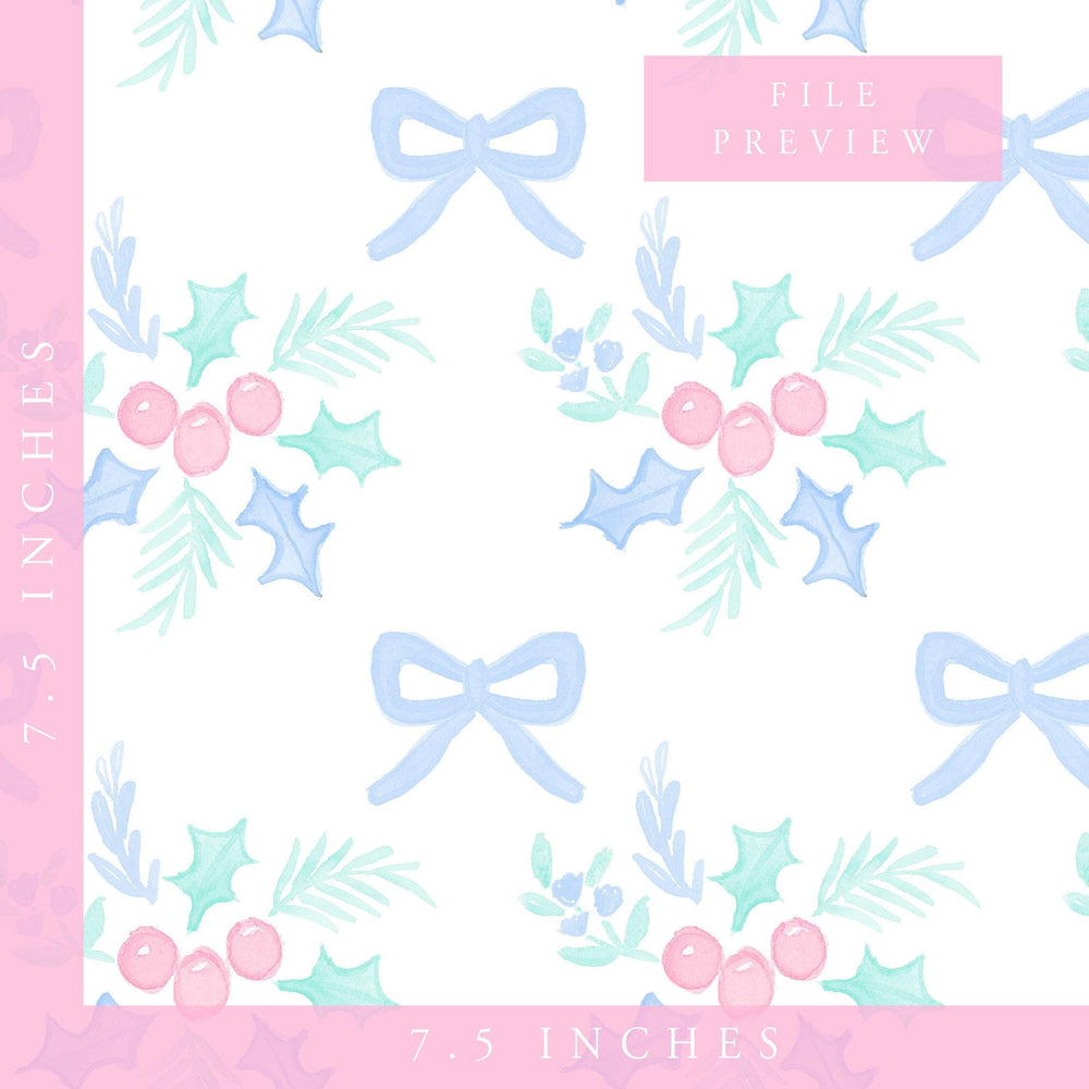Pink Holly Christmas pattern, Grandmillennial, pink holly pattern, seamless pattern print, Christmas holly pattern, commercial use pattern - PrettyGrandmillennai