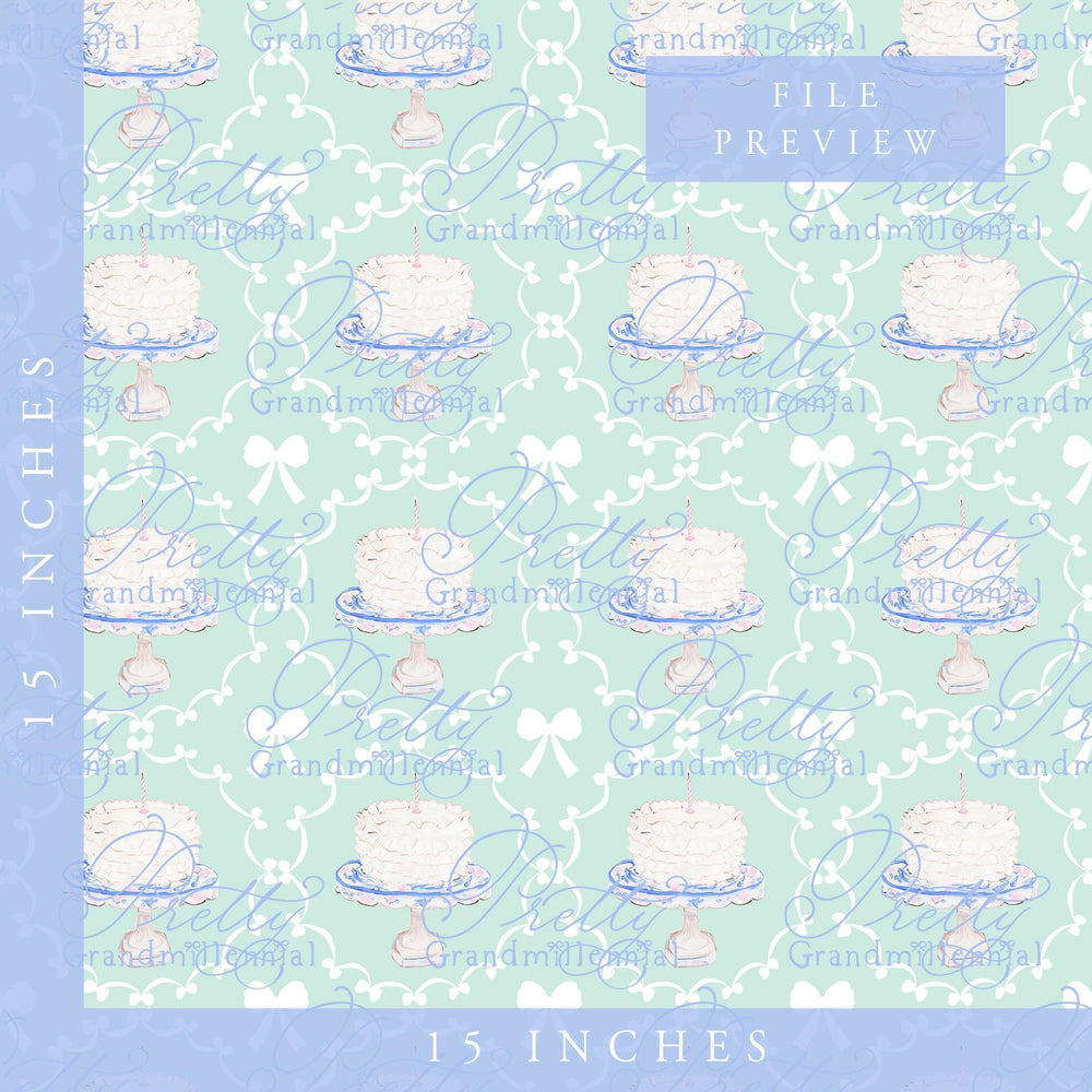 Preppy Birthday pattern, grandmillennial pattern, seamless pattern, birthday pattern, grandillennial birthday print, birthday cake pattern - PrettyGrandmillennai