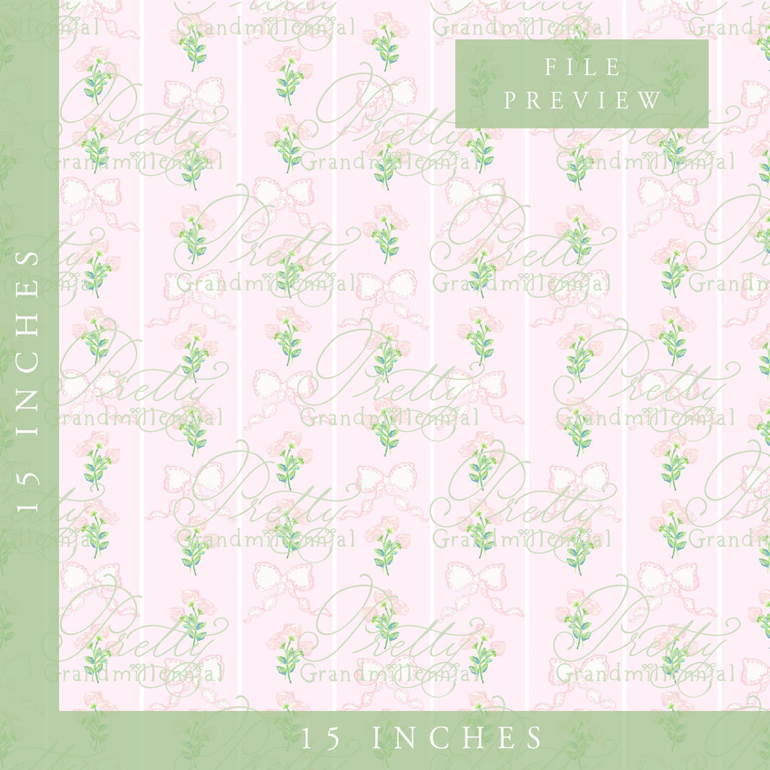 Grandmillennial floral bows pattern, seamless pattern shop, pretty grandmillennial, grandmillennial patterns, preppy pattern, coquette - PrettyGrandmillennai
