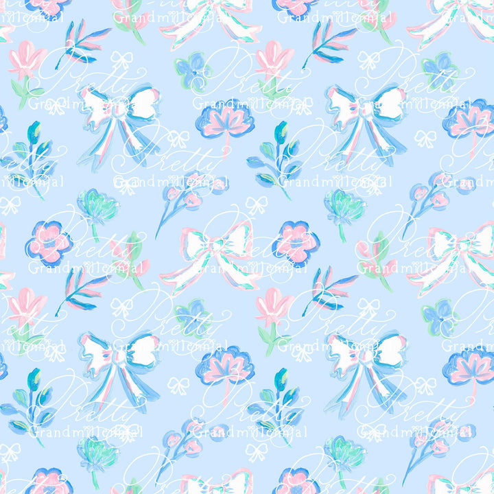Floral pattern, Grandmillennial clipart, grandmillennial seamless pattern, bows seamless pattern, floral seamless pattern, commercial use - PrettyGrandmillennai