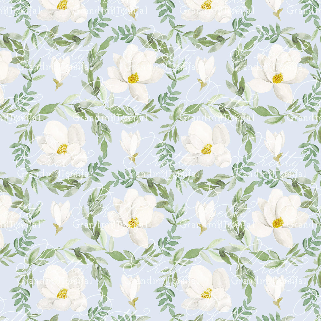 Magnolia pattern, watercolor magnolia clipart, magnolia seamless pattern, grandmillennial, commercial use clipart, seamless patterns - PrettyGrandmillennai