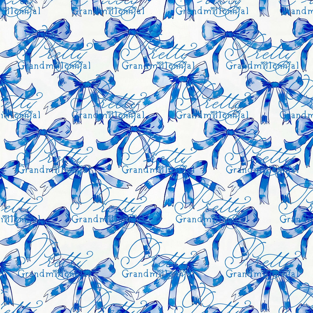 Watercolor bows pattern, preppy bows pattern, Chinoiserie blue bows pattern, seamless pattern, commercial use patterns, grandmillennial - PrettyGrandmillennai