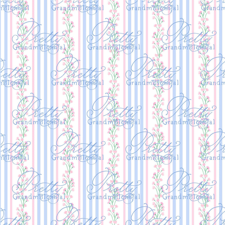 Preppy pattern, grandmillennial pattern, seamless pattern, floral pattern print, commercial use pattern, blue and white pattern - PrettyGrandmillennai