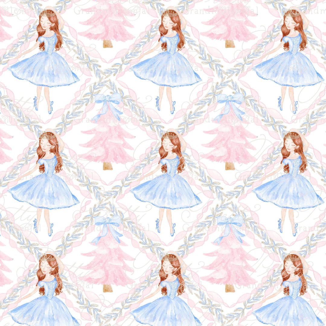 Nutcracker pattern, christmas pattern, nutcracker ballerina pattern, nutcracker christmas pattern, bows pattern, grandmillennial pattern - PrettyGrandmillennai