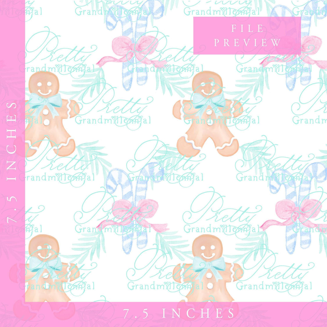 Grandmillennial Christmas pattern, gingerbread pattern, seamless pattern print, Christmas holly pattern, commercial use pattern - PrettyGrandmillennai