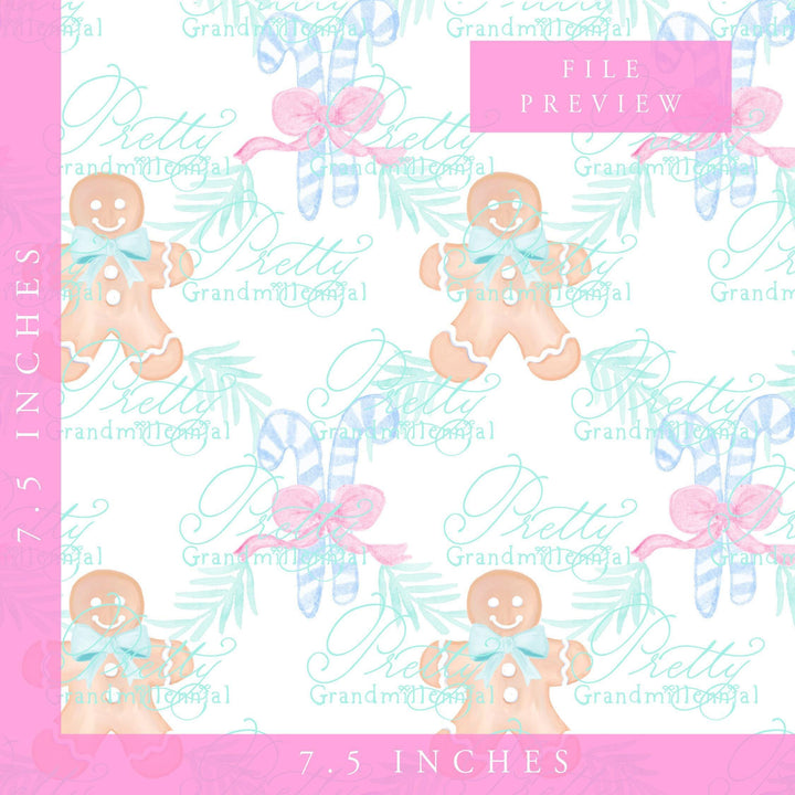 Grandmillennial Christmas pattern, gingerbread pattern, seamless pattern print, Christmas holly pattern, commercial use pattern - PrettyGrandmillennai